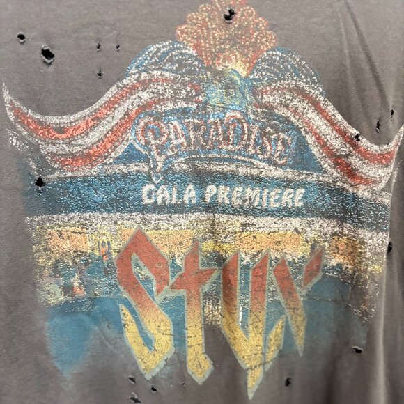 Styx Paradise graphic destructed vintage Band t-shirt - Size S- Faded Black - Picture 3 of 9
